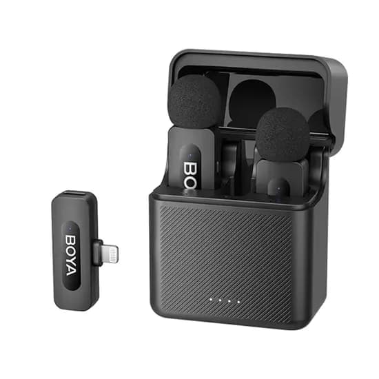 Microfone Sem Fio para Smartphone Boya BY-V3 com Lightning - Preto