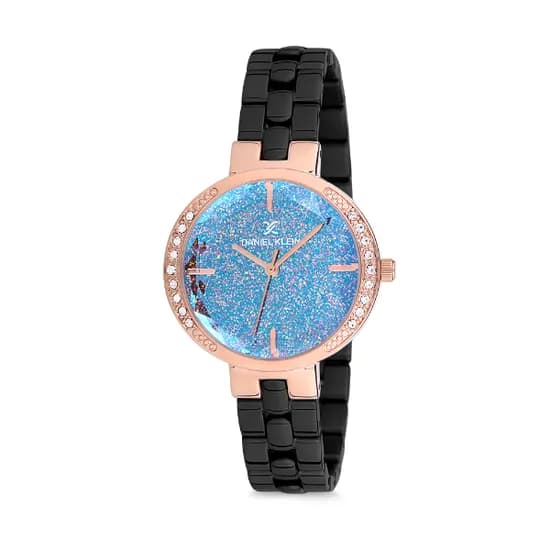 Relógio Analógico Feminino Daniel Klein Premium DK12068-6 - Preto e Rosa Ouro