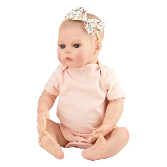 Boneca Baby Reborn V-128 - 48CM - Silicone - Roupa Salmão
