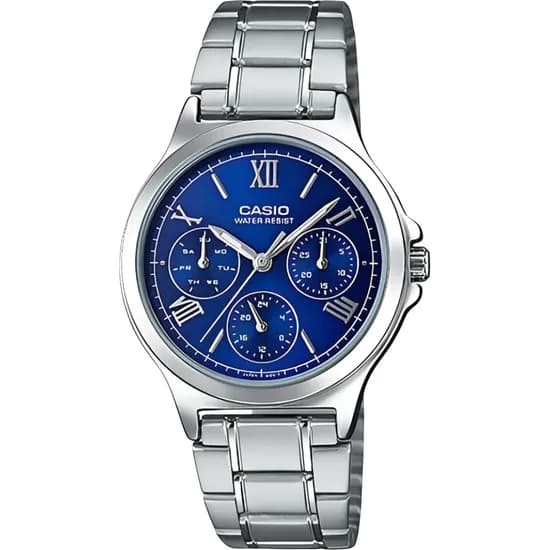 Relógio Casio Vintage LTP-V300D-2A2UDF Analógico Feminino - Prata/Azul