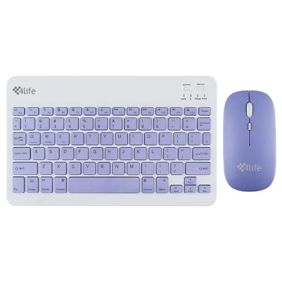 Mini Teclado Magnético + Mouse 4LIFE Wireless Keyboard FL030PP com Bluetooth - Purple