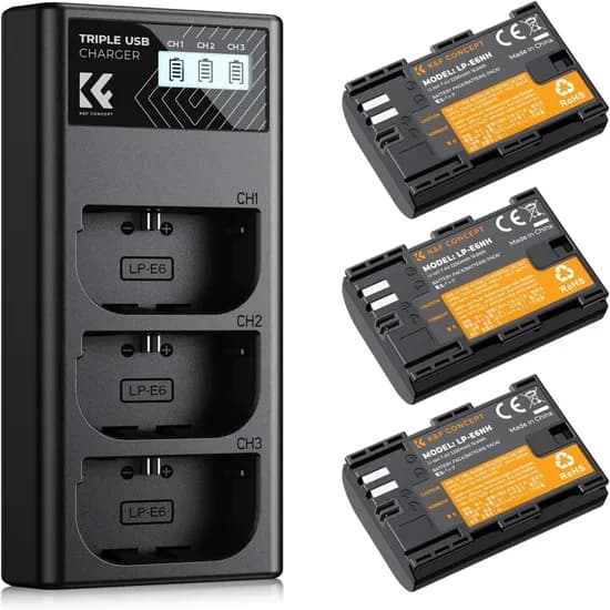 Kit K&F LP-E6NH 3 Baterias + Carregador 28.0039