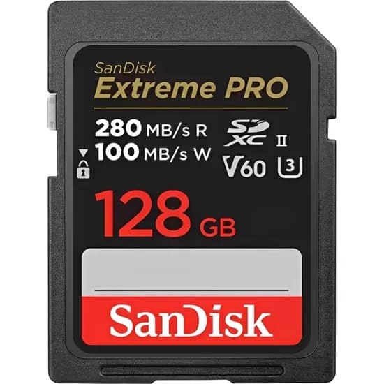 Memória SD SDXC Sandisk Extreme Pro 280-100MB/s Uhs-II U3 V60 128 GB (SDSDXEP-128G-GN4IN)