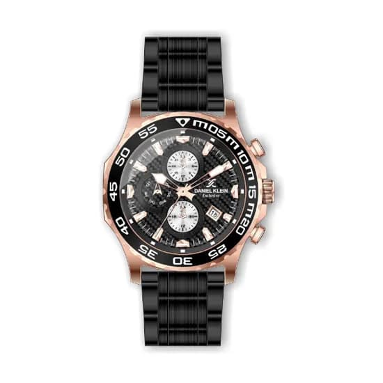 Relógio Analógico Masculino Daniel Klein Exclusive DK.1.12472-3 - Rosa Ouro e Preto