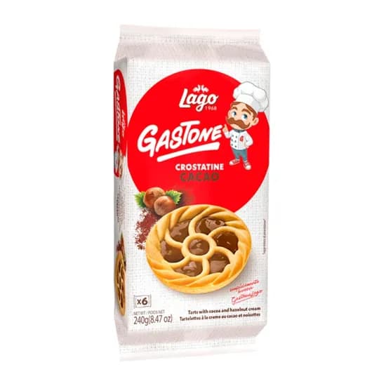 Biscoito Italiano Crostatine Gastone Lago com Recheio de Cacau e Creme de Avelã 240G