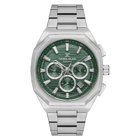 Relogio Analógico Masculino Daniel Klein DK.1.13906-2 Exclusive Gents / Pulseira de Aço Inoxidável - Prata/Verde