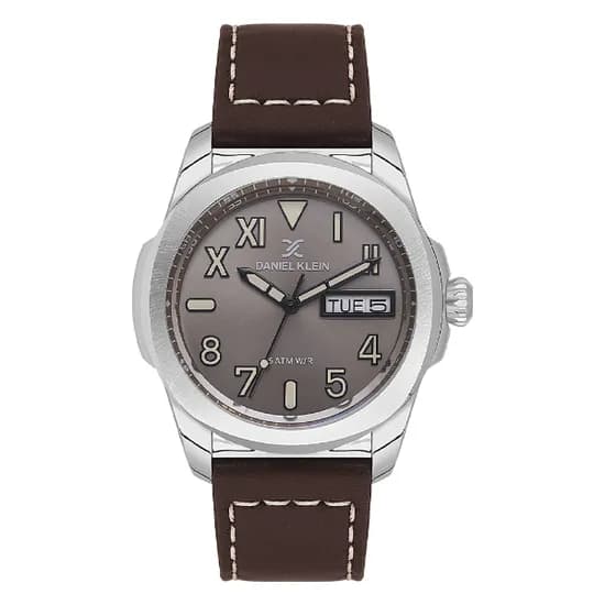 Relogio Analógico Masculino Daniel Klein DK.1.14078-1 Premium Gent / Pulseira de Couro - Marrom/Prata