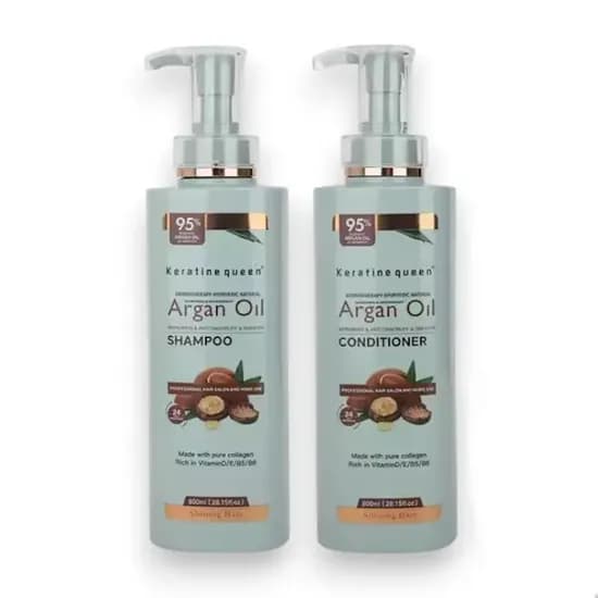 Set Capilar Keratine Queen Argan Oil Shampoo + Acondicionador 800ML