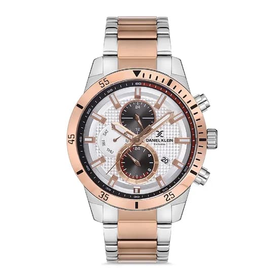 Relógio Analógico Masculino Daniel Klein DK.1.12741-2 Exclusive Gents / Pulseria de Aço Inoxidável - Prata/Rose Gold