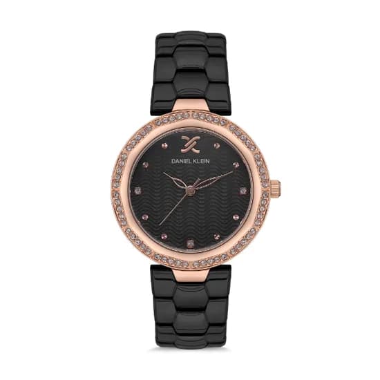 Relógio Analógico Feminino Daniel Klein Premium DK.1.12551-4 - Preto/Rosa Ouro