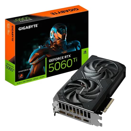 Placa de Vídeo Gigabyte Windforce Nvidia Geforce RTX 5060TI 8GB GDDR7 - GV-N506TWF2-8GD
