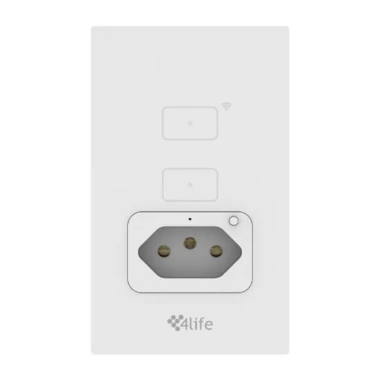 Interruptor de Parede 4LIFE Zigbee Smart Wall 2 Gang Light Touch Switch + Socket FLT12GZW / com 2 Botões / Zigbee 3.0 / Compativel com Alexa e Google Home / 100-240V ~50/ 60HZ / App Smart Life - Branco