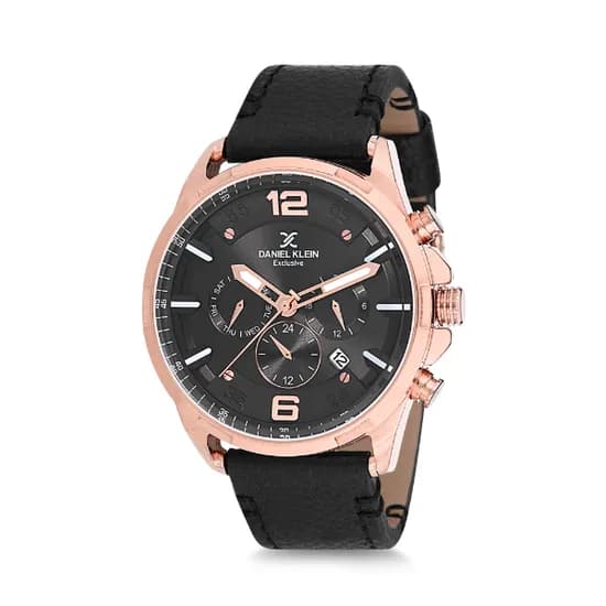 Relógio Analógico Masculino Daniel Klein Exclusive DK12142-2 - Preto e Rosa Ouro