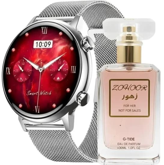 Smartwatch G-Tide Power + Perfume Zohoor 30ML - Silver Blue