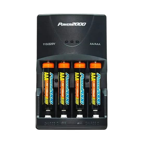 Pilhas Recarregáveis + Carregador POWER2000 XP-350 4 AAA