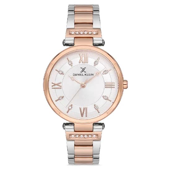 Relógio Analógico Feminino Daniel Klein DK.1.12712-5 Premium Ladies / Pulseira de Aço Inoxidável - Prata/Rose Gold