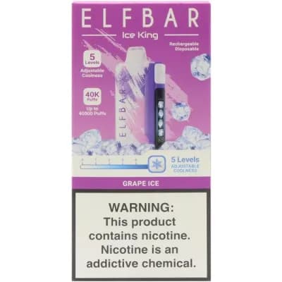 Vaper Descartavel Elfbar Ice King 40K Grape Ice 40000 Puffs