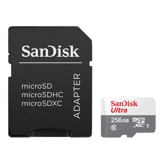Cartão de Memoria Micro SD de 256GB Sandisk Ultra SDSQUNR-256G-GN6TA - Branco/Cinza