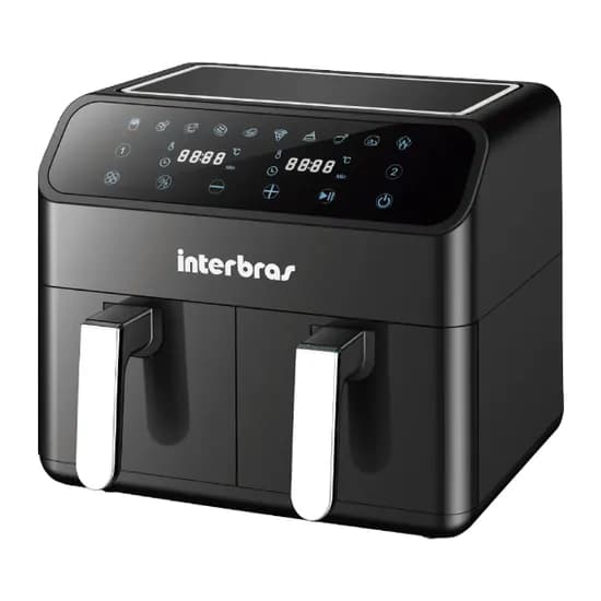 Fritadeira Eletrica Interbras Air Fryer S40BR / 2 Em 1 / 4 Litros / 1000W + 1000W / 110V - Preto
