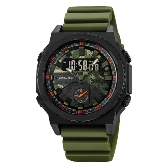 Relogio Digital Masculino Daniel Klein DK.2355-1 Summer 25 / Pulseira de Silicone - Verde/Preto