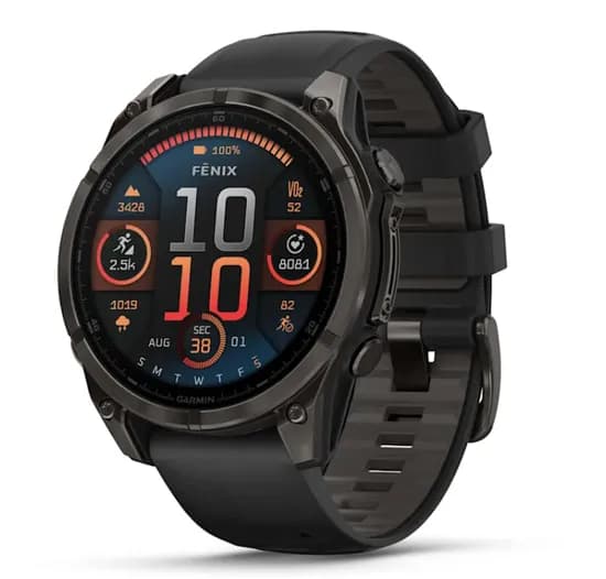 Garmin Relógio Fenix 8 47MM Amoled Sapphire Carbon Gray Pulseira Black/Pebblegray Titanium 010-02904-20