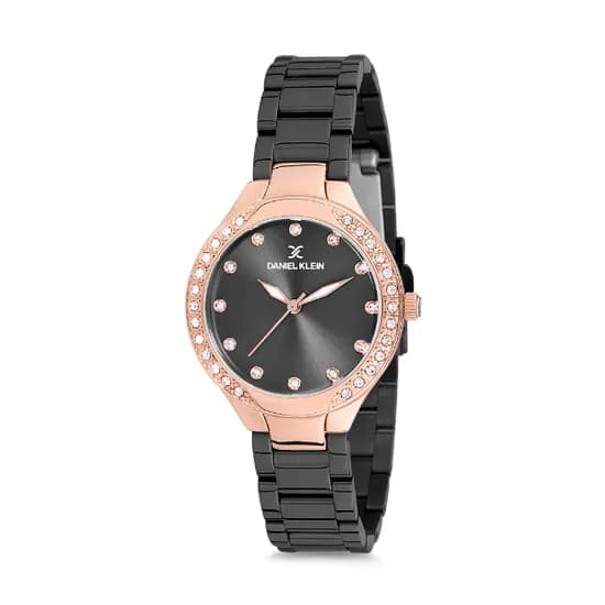 Relógio Analógico Feminino Daniel Klein Premium DK12195-6 - Preto e Rosa Ouro