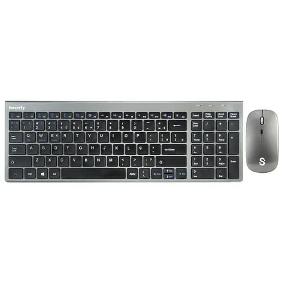 Teclado e Mouse Sem Fio Smartfy TW02B Português - Cinza Espacial
