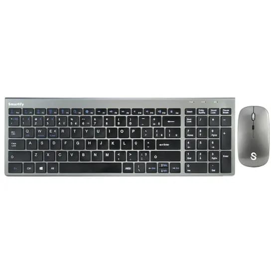 Kit Mouse e Teclado Smartfy TW02B - Sem Fio - Português - Cinza