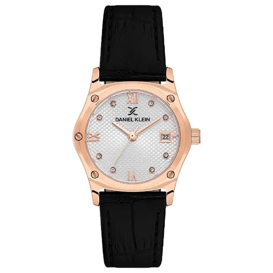 Relogio Analogico Feminino Daniel Klein DK.1.14270-5 Premium Lady / Pulseira de Couro - Preto/Rose Gold