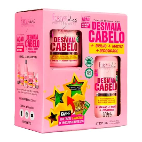 Kit Forever Liss (Shampoo 300ML+Máscara 200G) Desmaia Cabelo
