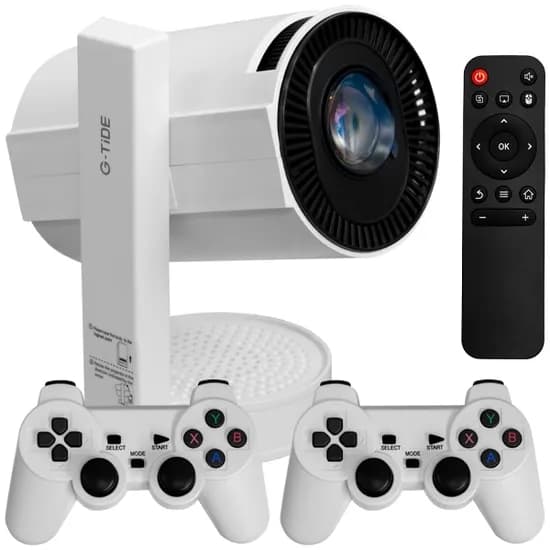 Mini Game Projetor G-Tide PJ10 / 130 Ansi Lúmens / HD / Wi-Fi / Bluetooth / com 2 Controles / Bivolt - Branco