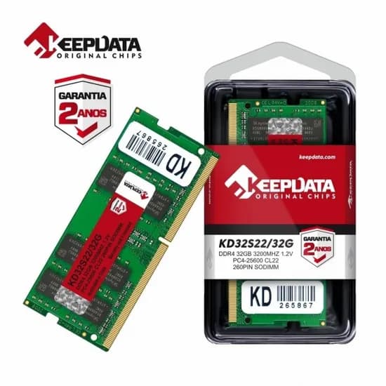 Memória para Notebook Keepdata, DDR4 32GB (1X32GB), 3200MHZ, So-DIMM, KD32S22/32G, Verde