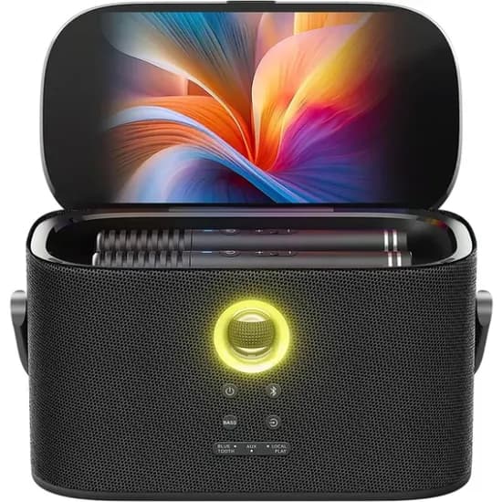 Speaker / Caixa de Som Portatil para Karaokê Joog Shell S2 / 140W / 8" / 2X Microfones Sem Fio / Bluetooth - Preto