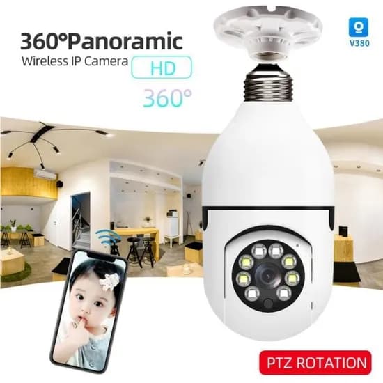 Bocal Câmera de Segurança Wifi IP Sem Fio 360 com Encaixe de Lâmpada