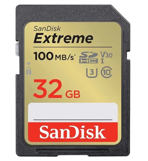 Cartão de Memória SD Sandisk Extreme U3 / V30 / 32GB / 100MBS - (SDSDXVT-032G-Gncin)