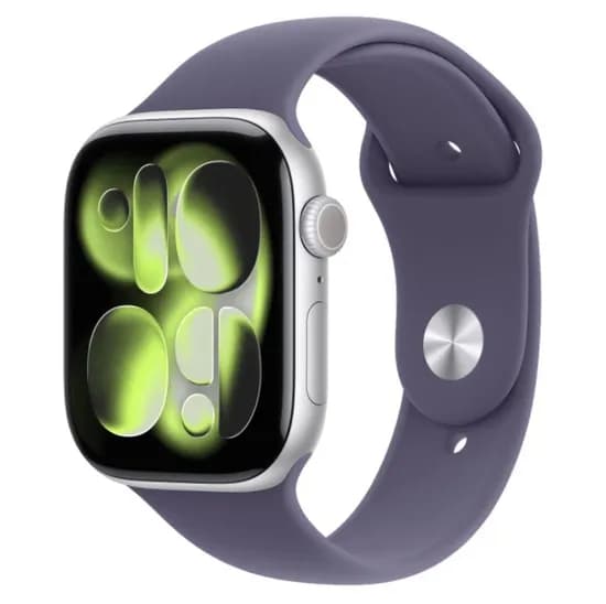 Apple Watch Series 11 MEVA4AM/A Caixa Alumínio 46MM Prateado- Esportiva Roxo Névoa M/L