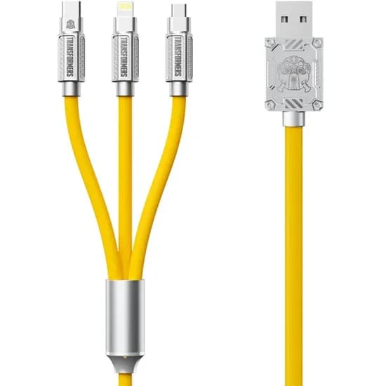 Cabo Transformers 3 Em 1 Micro-USB/ USB-C/ iPhone TF-A03 - Yellow