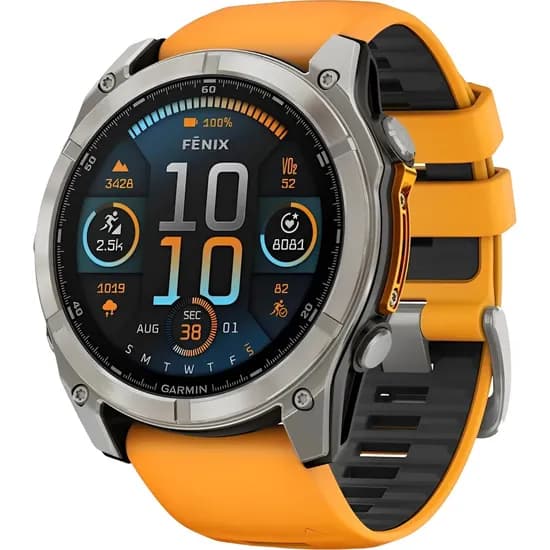 Relógio Smartwatch Garmin Fēnix 8 Sapphire 51 MM - Laranja/Titânio (010-02905-10)
