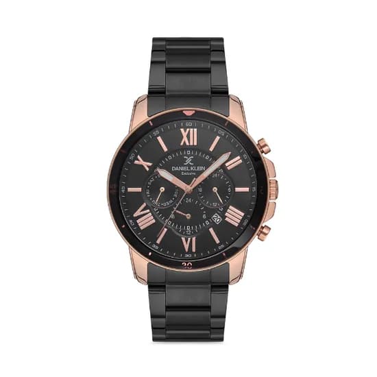 Relógio Analógico Masculino Daniel Klein Exclusive DK.1.12598-5 - Preto/Rosa Ouro