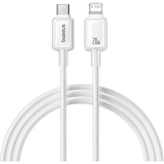 Cabo USB-C para Lightning Baseus Crystal Fast Charging 20 W - Moon White 1 Metro