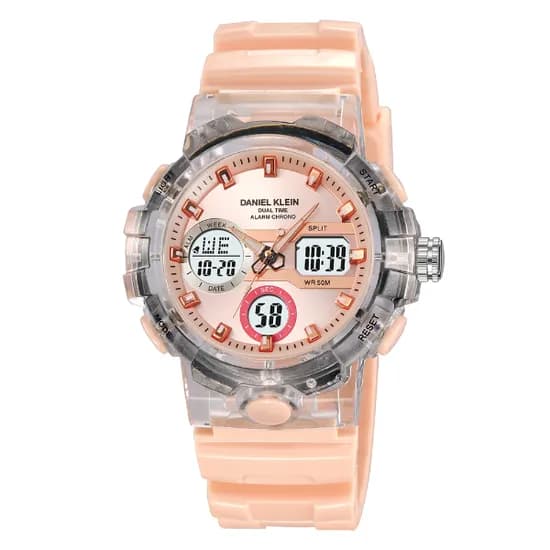 Relogio Digital Masculino Daniel Klein DK.2386-3 Summer 25 / Pulseira de Silicone - Bege