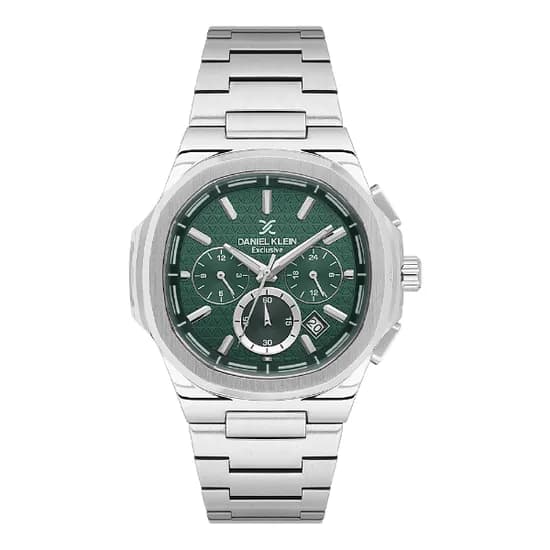 Relogio Analógico Masculino Daniel Klein DK.1.14082-4 Exclusive Gents / Pulseira de Aço Inoxidável - Prata/Verde