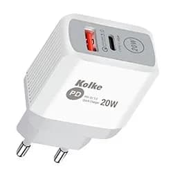 Carregador Tomada Kolke KCR-2576 USB 3.0 / USB-C / 20W - Branco