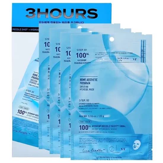 Máscara Facial VT Cosmetics Hydrop Reedle Shot 100HL 2-Step Hydrogel - 4 Unidades