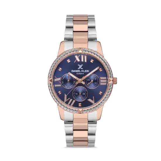 Relógio Analógico Feminino Daniel Klein Exclusive DK.1.12566-6 - Rosa Ouro/Prata