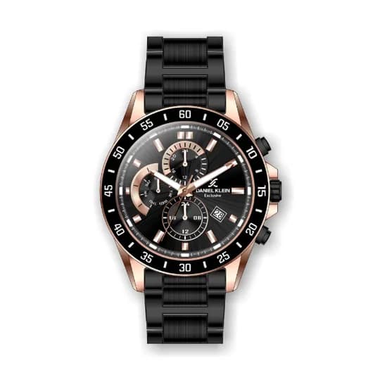 Relógio Analógico Masculino Daniel Klein Exclusive DK.1.12311-3 - Preto e Rosa Ouro