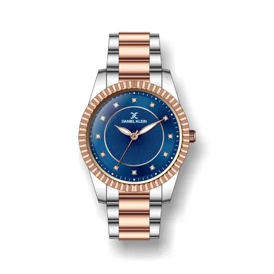 Relógio Analógico Feminino Daniel Klein Premium DK.1.12262-7 - Prata e Rosa Ouro
