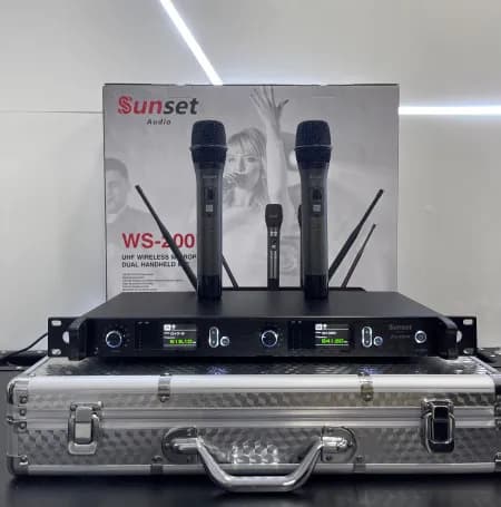 Microfone Sunset s/fio WS-200R c/2 Rack c/Case
