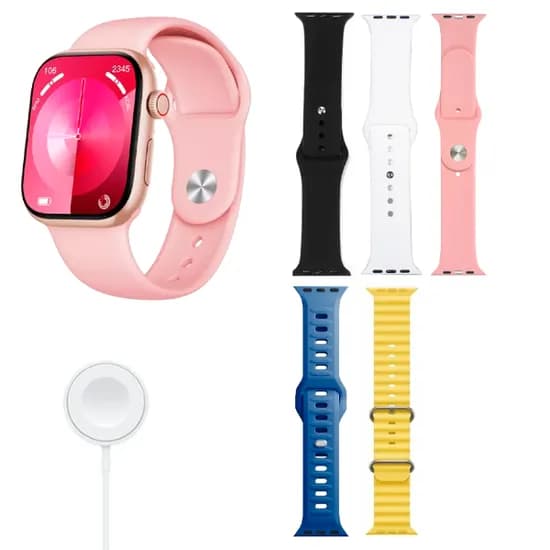 Kit Relogio Smartwatch S12 Mini Watch 12 com Bluetooth / 5 Pulseiras - Dourado