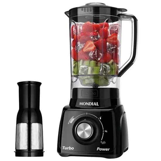 Liquidificador Mondial Turbo Power L-99-FB 550 Watts 2.2 Litros 3 Velocidades + Pulsar 220V ~ 50/60 HZ - Preto
